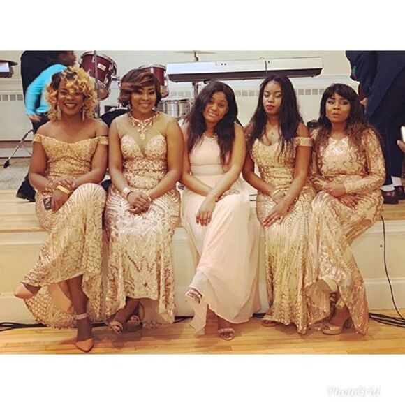 Women's Off Shoulder Sequined Evening Party Maxi Dress for Prom Bridesmaids - Picture 9 of 12